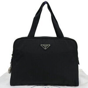 Prada Triangle Plate Handbag Black Nylon Bag